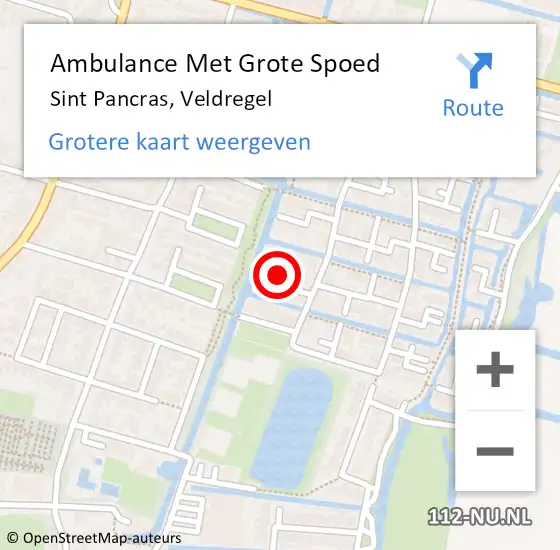 Locatie op kaart van de 112 melding: Ambulance Met Grote Spoed Naar Sint Pancras, Veldregel op 24 augustus 2021 02:59