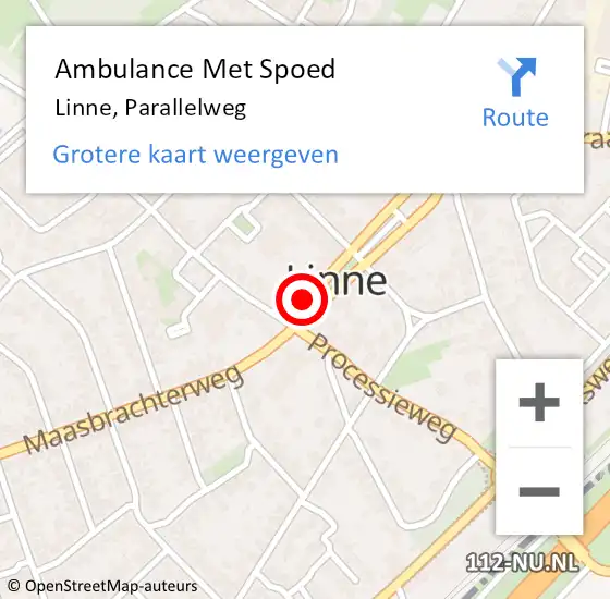 Locatie op kaart van de 112 melding: Ambulance Met Spoed Naar Linne, Parallelweg op 20 juni 2014 16:24