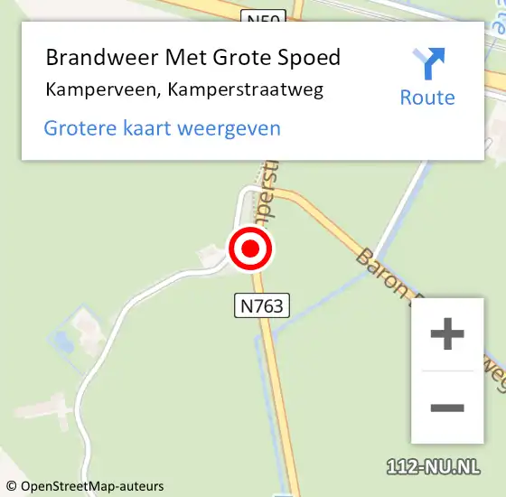 Locatie op kaart van de 112 melding: Brandweer Met Grote Spoed Naar Kamperveen, Kamperstraatweg op 20 juni 2014 16:30