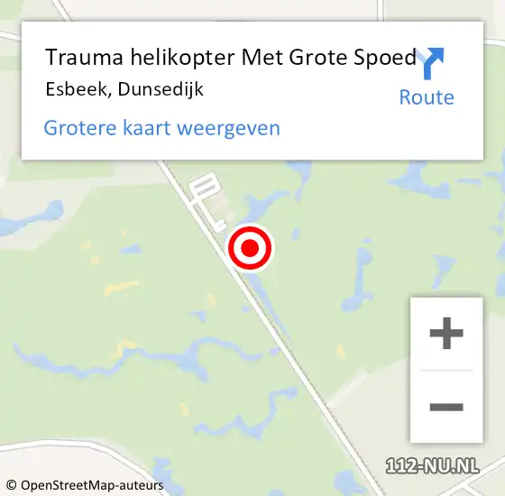 Locatie op kaart van de 112 melding: Trauma helikopter Met Grote Spoed Naar Esbeek, Dunsedijk op 24 augustus 2021 09:16