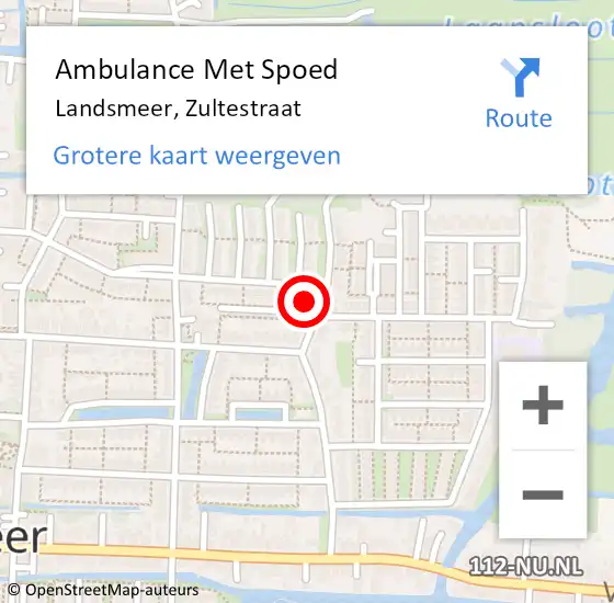Locatie op kaart van de 112 melding: Ambulance Met Spoed Naar Landsmeer, Zultestraat op 24 augustus 2021 12:21