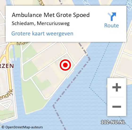 Locatie op kaart van de 112 melding: Ambulance Met Grote Spoed Naar Schiedam, Mercuriusweg op 24 augustus 2021 14:49