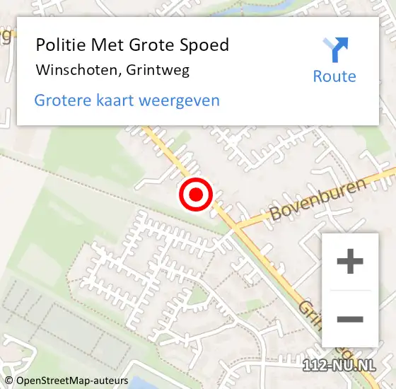 Locatie op kaart van de 112 melding: Politie Met Grote Spoed Naar Winschoten, Grintweg op 24 augustus 2021 14:50
