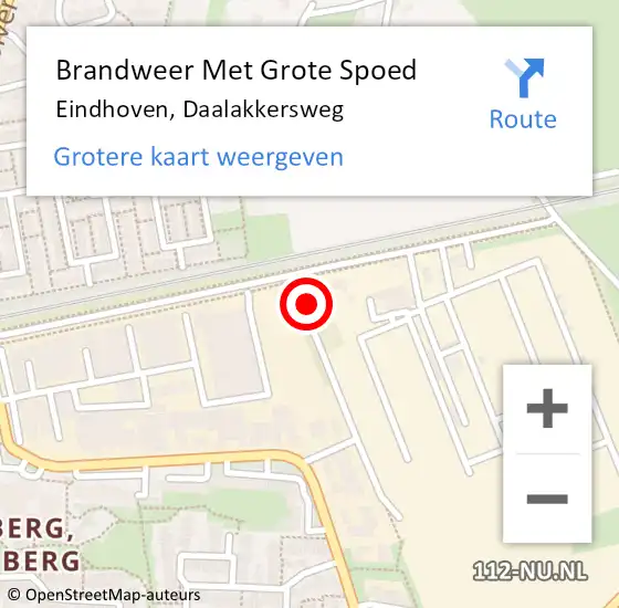Locatie op kaart van de 112 melding: Brandweer Met Grote Spoed Naar Eindhoven, Daalakkersweg op 24 augustus 2021 15:19