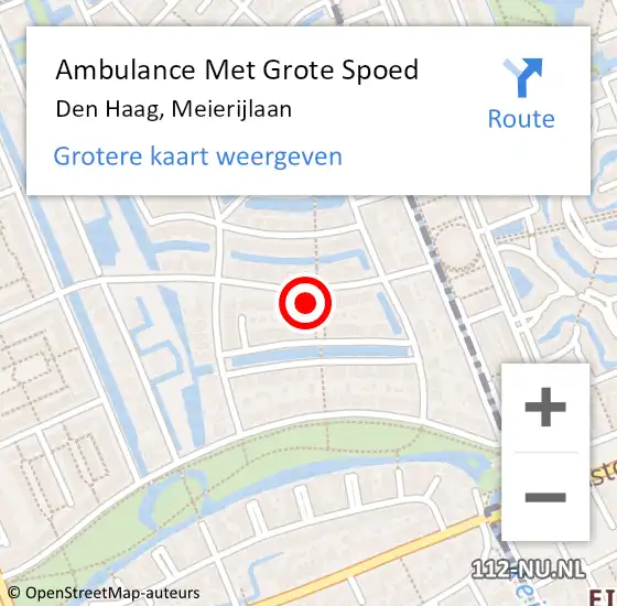 Locatie op kaart van de 112 melding: Ambulance Met Grote Spoed Naar Den Haag, Meierijlaan op 24 augustus 2021 16:25