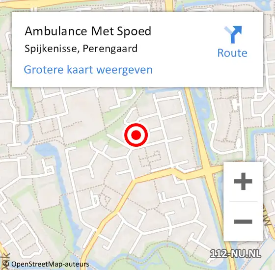 Locatie op kaart van de 112 melding: Ambulance Met Spoed Naar Spijkenisse, Perengaard op 24 augustus 2021 22:32