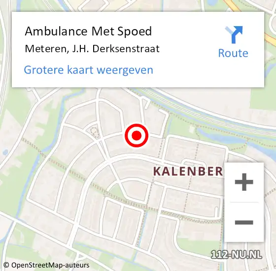 Locatie op kaart van de 112 melding: Ambulance Met Spoed Naar Meteren, J.H. Derksenstraat op 25 augustus 2021 03:25