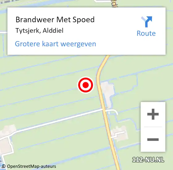 Locatie op kaart van de 112 melding: Brandweer Met Spoed Naar Tytsjerk, Alddiel op 25 augustus 2021 04:09