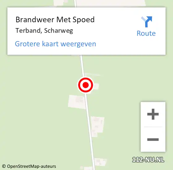 Locatie op kaart van de 112 melding: Brandweer Met Spoed Naar Terband, Scharweg op 25 augustus 2021 08:13