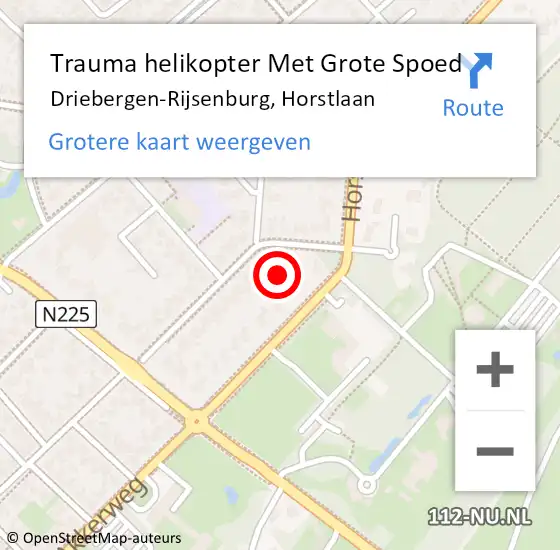 Locatie op kaart van de 112 melding: Trauma helikopter Met Grote Spoed Naar Driebergen-Rijsenburg, Horstlaan op 25 augustus 2021 09:10