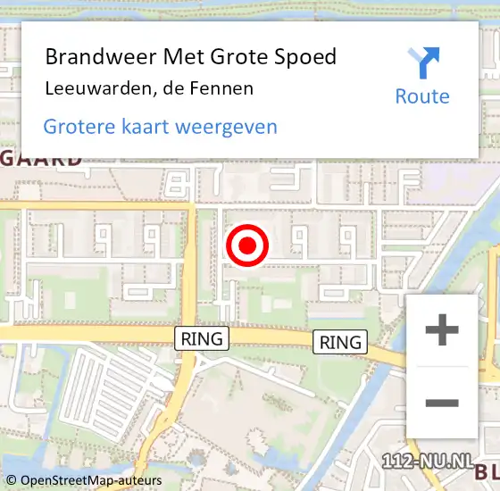 Locatie op kaart van de 112 melding: Brandweer Met Grote Spoed Naar Leeuwarden, de Fennen op 25 augustus 2021 10:42