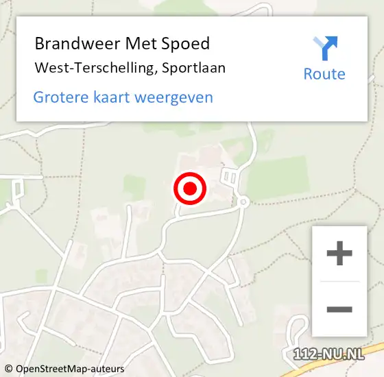 Locatie op kaart van de 112 melding: Brandweer Met Spoed Naar West-Terschelling, Sportlaan op 25 augustus 2021 11:39