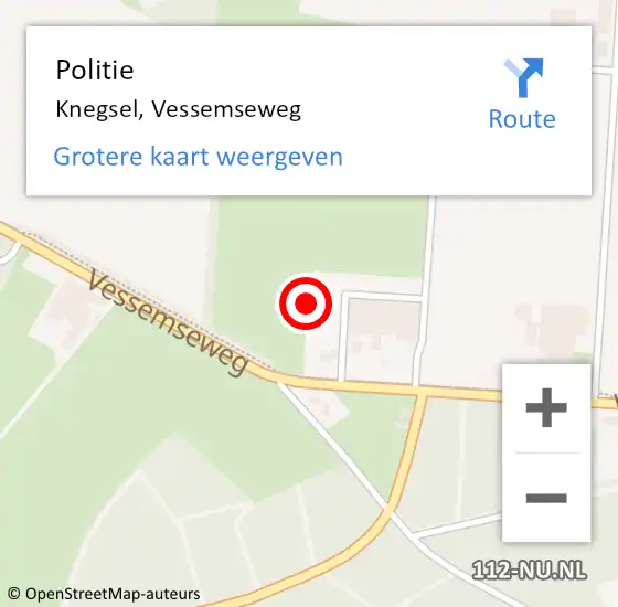 Locatie op kaart van de 112 melding: Politie Knegsel, Vessemseweg op 25 augustus 2021 11:59