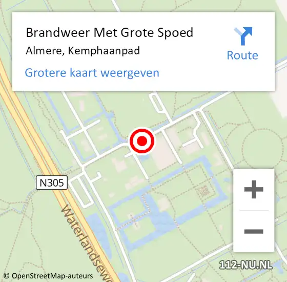 Locatie op kaart van de 112 melding: Brandweer Met Grote Spoed Naar Almere, Kemphaanpad op 25 augustus 2021 12:00