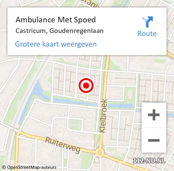 Locatie op kaart van de 112 melding: Ambulance Met Spoed Naar Castricum, Goudenregenlaan op 25 augustus 2021 13:23