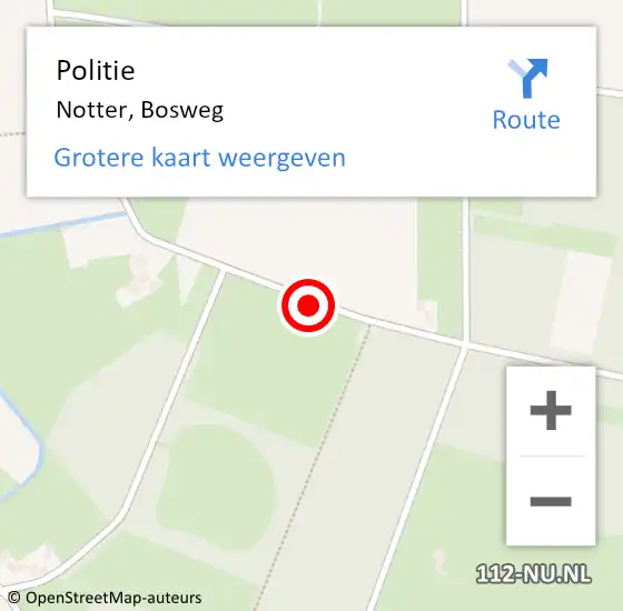 Locatie op kaart van de 112 melding: Politie Notter, Bosweg op 25 augustus 2021 14:51