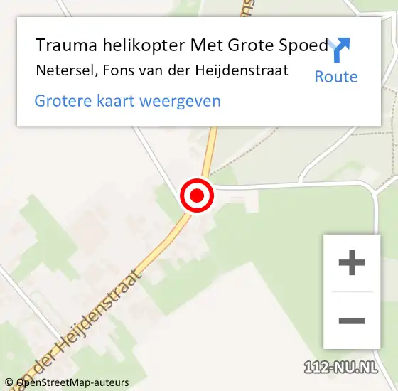 Locatie op kaart van de 112 melding: Trauma helikopter Met Grote Spoed Naar Netersel, Fons van der Heijdenstraat op 25 augustus 2021 15:39