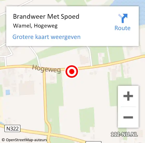 Locatie op kaart van de 112 melding: Brandweer Met Spoed Naar Wamel, Hogeweg op 25 augustus 2021 15:49