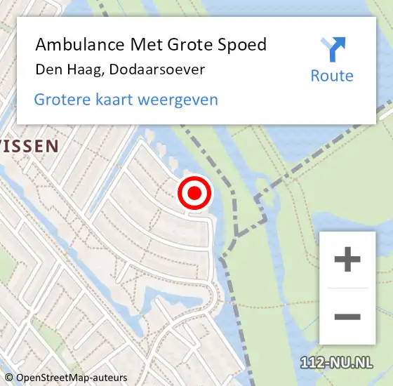 Locatie op kaart van de 112 melding: Ambulance Met Grote Spoed Naar Den Haag, Dodaarsoever op 25 augustus 2021 18:20