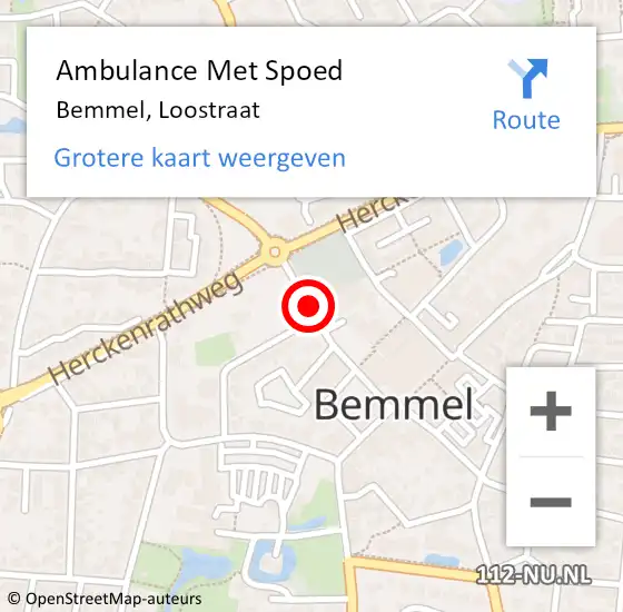 Locatie op kaart van de 112 melding: Ambulance Met Spoed Naar Bemmel, Loostraat op 25 augustus 2021 19:57