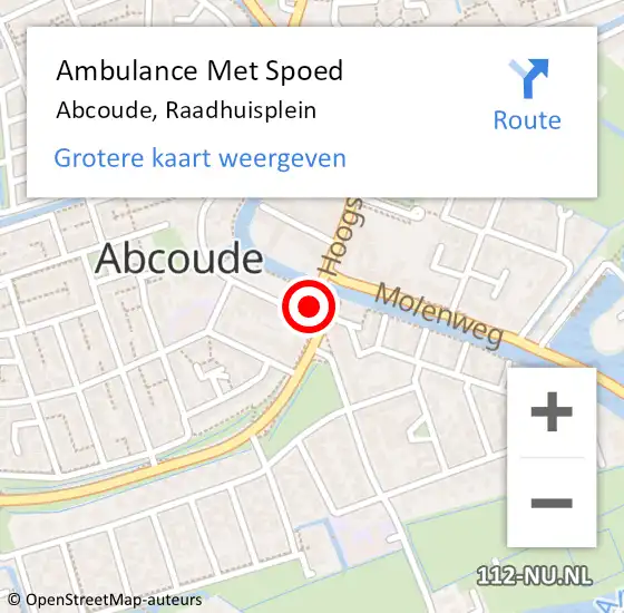 Locatie op kaart van de 112 melding: Ambulance Met Spoed Naar Abcoude, Raadhuisplein op 26 augustus 2021 01:11