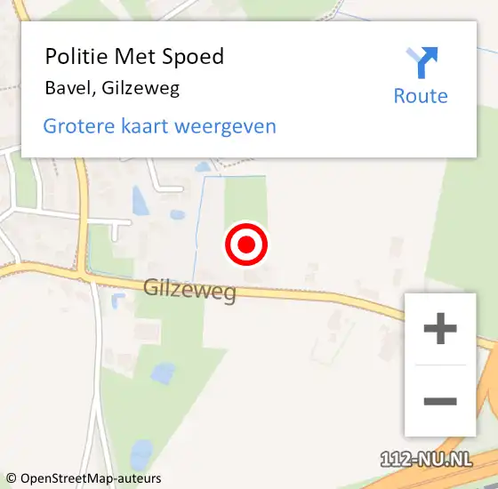 Locatie op kaart van de 112 melding: Politie Met Spoed Naar Bavel, Gilzeweg op 26 augustus 2021 09:41