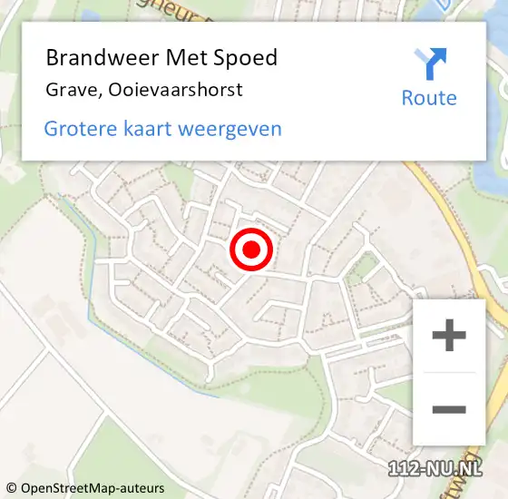 Locatie op kaart van de 112 melding: Brandweer Met Spoed Naar Grave, Ooievaarshorst op 26 augustus 2021 09:48