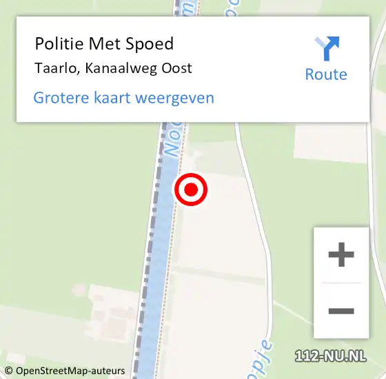 Locatie op kaart van de 112 melding: Politie Met Spoed Naar Taarlo, Kanaalweg Oost op 26 augustus 2021 15:22