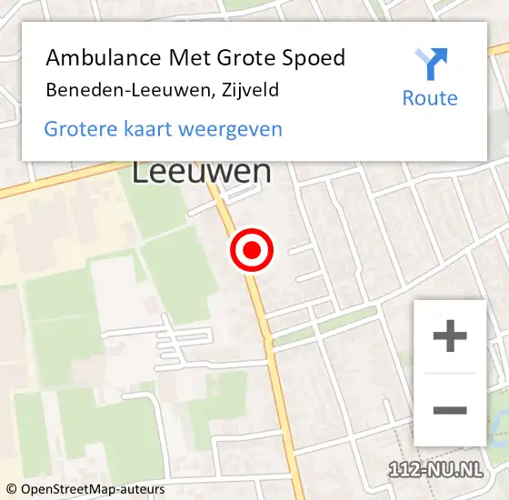 Locatie op kaart van de 112 melding: Ambulance Met Grote Spoed Naar Beneden-Leeuwen, Zijveld op 26 augustus 2021 17:35