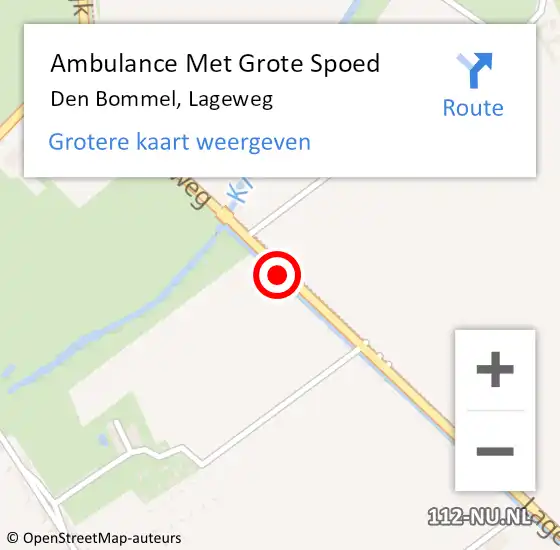 Locatie op kaart van de 112 melding: Ambulance Met Grote Spoed Naar Den Bommel, Lageweg op 27 augustus 2021 03:01
