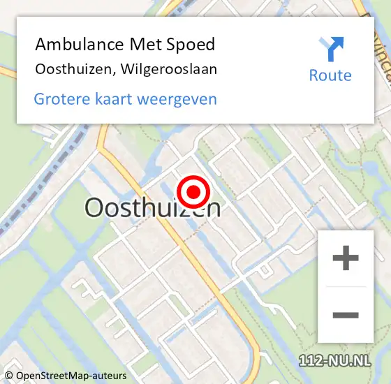 Locatie op kaart van de 112 melding: Ambulance Met Spoed Naar Oosthuizen, Wilgerooslaan op 27 augustus 2021 04:00
