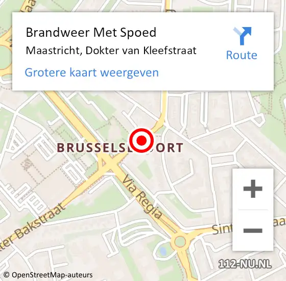Locatie op kaart van de 112 melding: Brandweer Met Spoed Naar Maastricht, Dokter van Kleefstraat op 27 augustus 2021 05:41