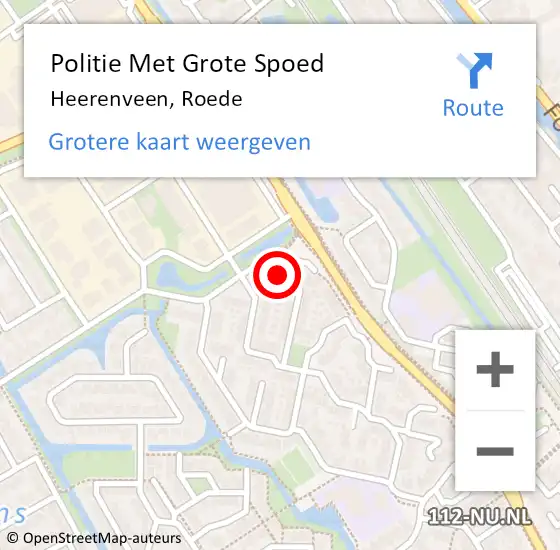 Locatie op kaart van de 112 melding: Politie Met Grote Spoed Naar Heerenveen, Roede op 27 augustus 2021 08:32