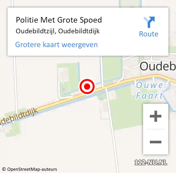 Locatie op kaart van de 112 melding: Politie Met Grote Spoed Naar Oudebildtzijl, Oudebildtdijk op 27 augustus 2021 09:07