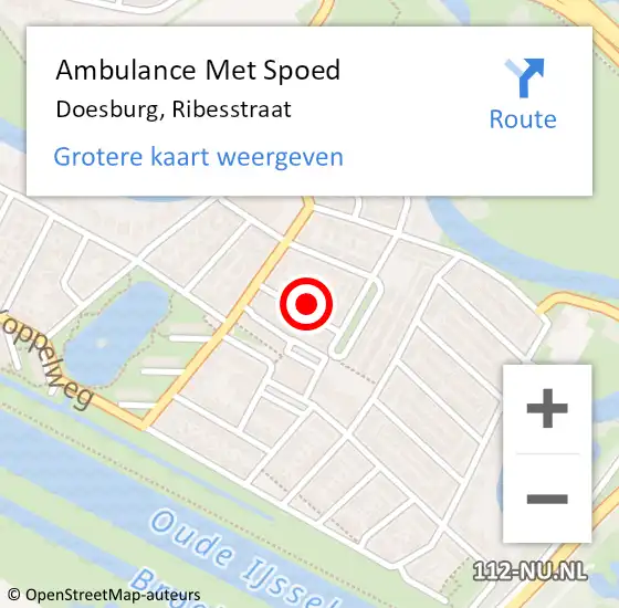 Locatie op kaart van de 112 melding: Ambulance Met Spoed Naar Doesburg, Ribesstraat op 27 augustus 2021 10:28