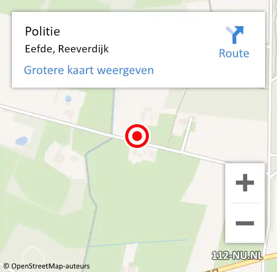 Locatie op kaart van de 112 melding: Politie Eefde, Reeverdijk op 27 augustus 2021 11:11