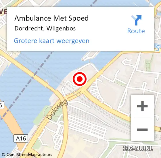 Locatie op kaart van de 112 melding: Ambulance Met Spoed Naar Dordrecht, Wilgenbos op 27 augustus 2021 16:16