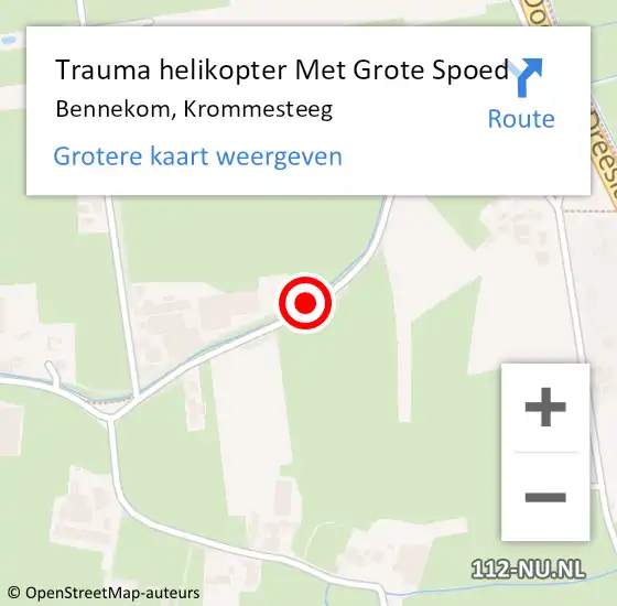 Locatie op kaart van de 112 melding: Trauma helikopter Met Grote Spoed Naar Bennekom, Krommesteeg op 27 augustus 2021 17:34