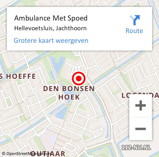 Locatie op kaart van de 112 melding: Ambulance Met Spoed Naar Hellevoetsluis, Jachthoorn op 27 augustus 2021 18:46