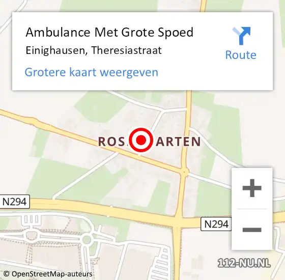 Locatie op kaart van de 112 melding: Ambulance Met Grote Spoed Naar Einighausen, Theresiastraat op 21 juni 2014 00:56