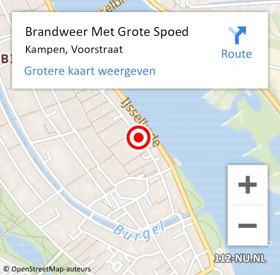 Locatie op kaart van de 112 melding: Brandweer Met Grote Spoed Naar Kampen, Voorstraat op 28 augustus 2021 03:03