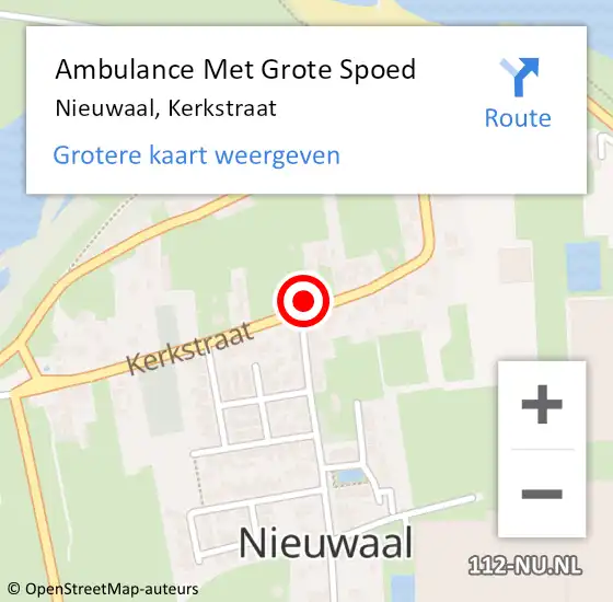 Locatie op kaart van de 112 melding: Ambulance Met Grote Spoed Naar Nieuwaal, Kerkstraat op 28 augustus 2021 11:37