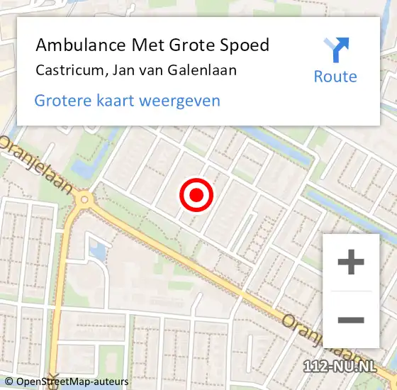 Locatie op kaart van de 112 melding: Ambulance Met Grote Spoed Naar Castricum, Jan van Galenlaan op 28 augustus 2021 15:02