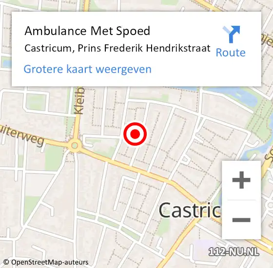 Locatie op kaart van de 112 melding: Ambulance Met Spoed Naar Castricum, Prins Frederik Hendrikstraat op 28 augustus 2021 15:16