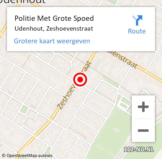 Locatie op kaart van de 112 melding: Politie Met Grote Spoed Naar Udenhout, Zeshoevenstraat op 28 augustus 2021 17:38