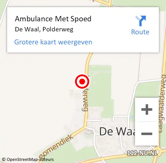 Locatie op kaart van de 112 melding: Ambulance Met Spoed Naar De Waal, Polderweg op 28 augustus 2021 21:19