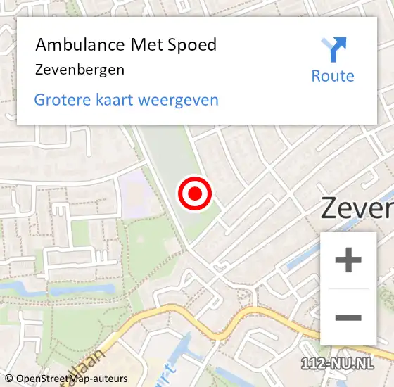 Locatie op kaart van de 112 melding: Ambulance Met Spoed Naar Zevenbergen op 29 augustus 2021 01:56