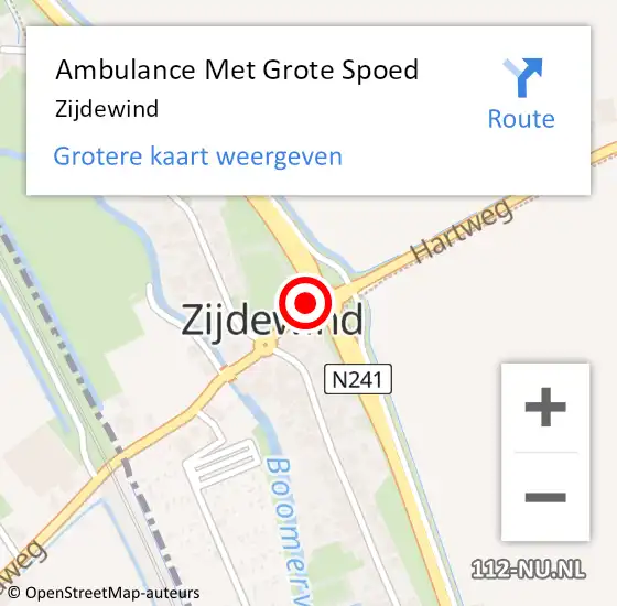 Locatie op kaart van de 112 melding: Ambulance Met Grote Spoed Naar Zijdewind op 29 augustus 2021 06:38