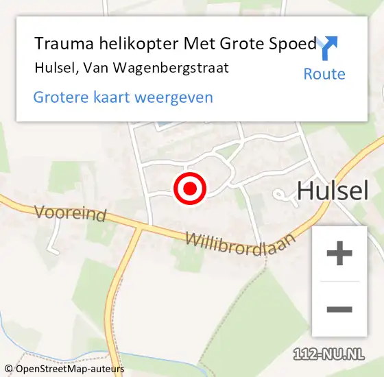 Locatie op kaart van de 112 melding: Trauma helikopter Met Grote Spoed Naar Hulsel, Van Wagenbergstraat op 29 augustus 2021 13:33