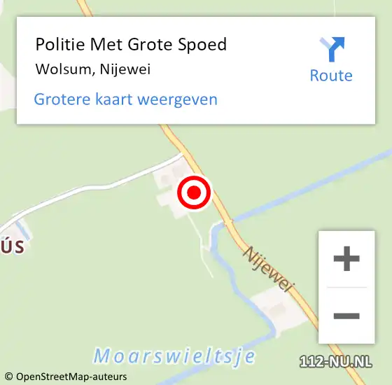 Locatie op kaart van de 112 melding: Politie Met Grote Spoed Naar Wolsum, Nijewei op 29 augustus 2021 13:47